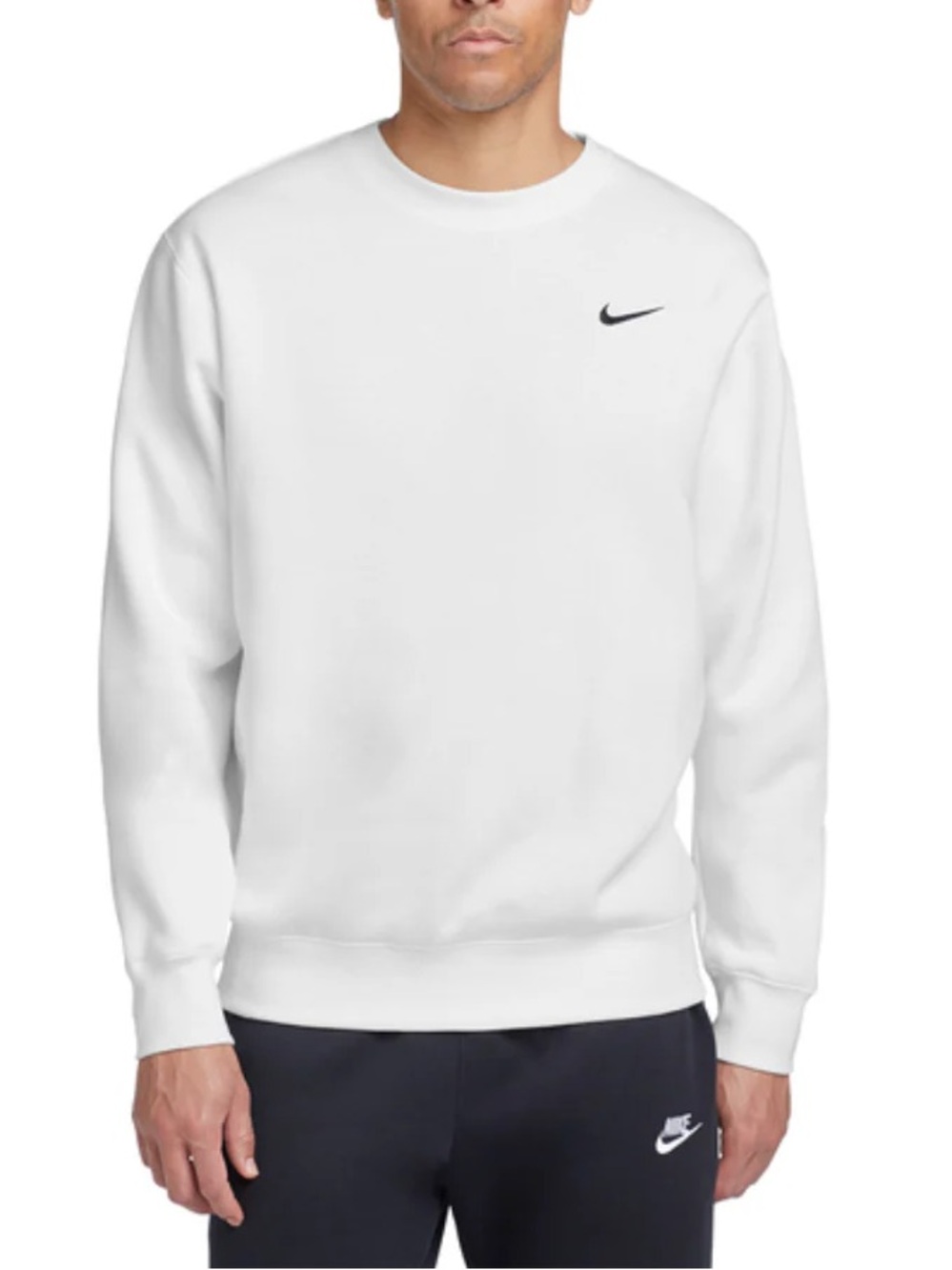Nike Men’s White Crewneck Sweatshirt with Black Swoosh